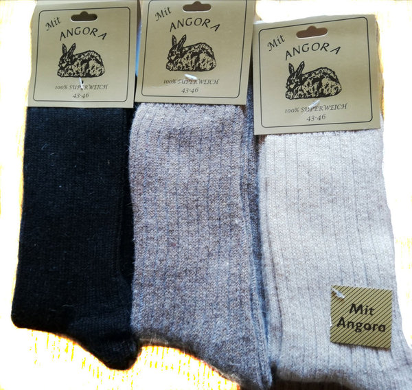 Weiche Socken mit Angora uni Farben 3 er Pack