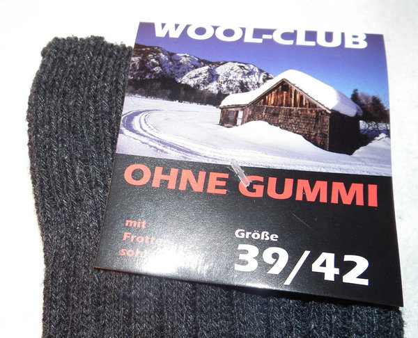 Dicke Wolle Socken ohne Gummibund mit Frotteesohle bis Größe 47-50 3 er Pack