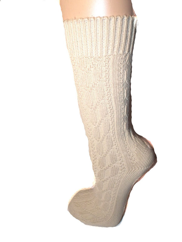 Trachten Socken in beige mit Zopfmuster Baumwolle Damen und Herren