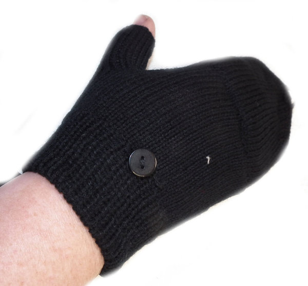 Fingerlose Handschuhe mit Kappe  Kinder in schwarz