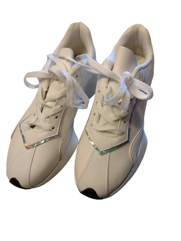 Damen Sneaker Schuhe in weiß mit Glitzer Streifen